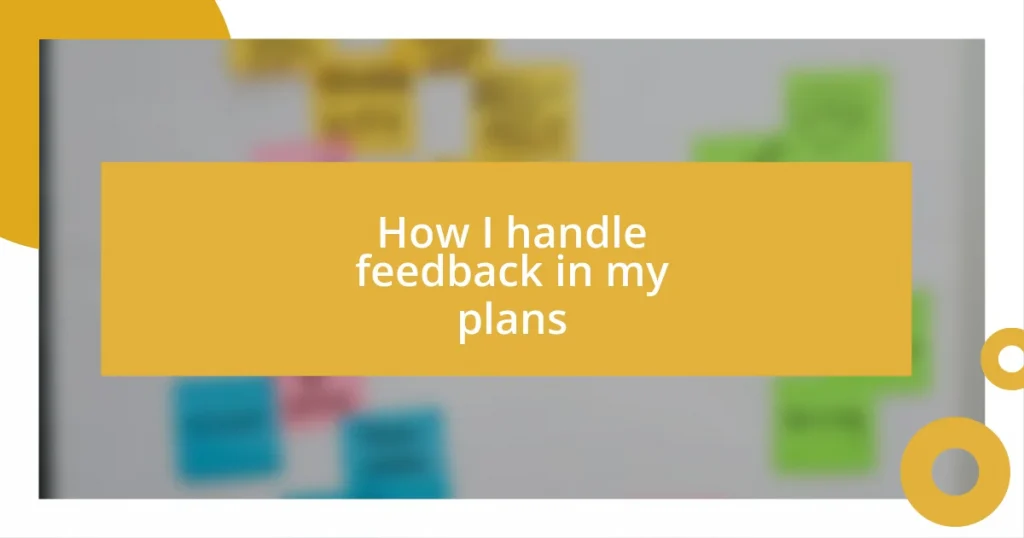 How I handle feedback in my plans