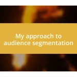 My approach to audience segmentation