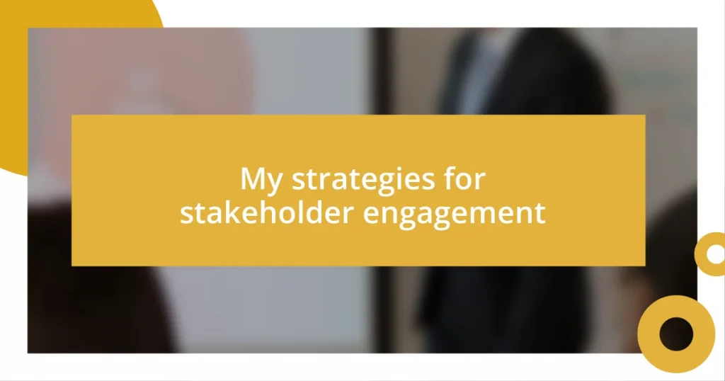 My strategies for stakeholder engagement